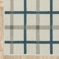 Trinity Textured Plaid Patio Area Rug Beige/Blue - Captiv8e Designs -Home Decor Store GUEST a8a48046 cfce 4133 ba96 8dd63d0efd9a