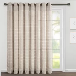 Home Boutique Farmhouse Textured Grommet Sheer Window Curtain Panel Neutral Single 115x84