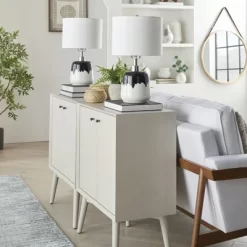 18" Black/White Abstract Splash Ceramic Table Lamp - Nourison -Home Decor Store GUEST adf65643 f809 4e6e 85f4 c64dcd56a91b