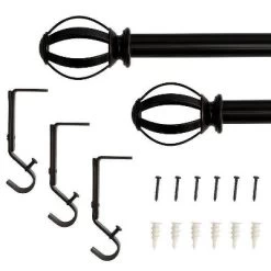 Decorative Drapery Single Rod Set With Cage Ball Finials Oil Rubbed Bronze - Lumi Home Furnishings -Home Decor Store GUEST b03b95ee f13d 4f23 90b1 9fc0e6dc8cf3