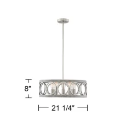 Franklin Iron Works Salima Brushed Nickel Gray Pendant Chandelier 21 1/4" Wide Farmhouse Rustic LED 5-Light Fixture For Dining Room Kitchen Island -Home Decor Store GUEST b096375e fadd 4075 b4af 76c329272c4a