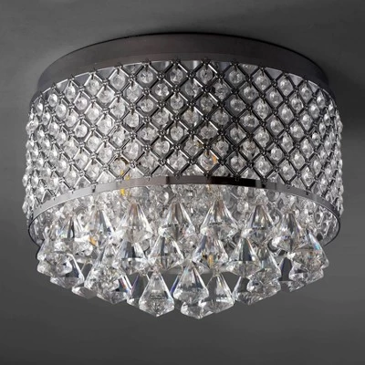 14.7" Crystal Drops/Metal Evelyn Flush Mount (Includes Energy Efficient Light Bulb) Chrome - JONATHAN Y 4 14.7" Crystal Drops/Metal Evelyn Flush Mount (Includes Energy Efficient Light Bulb) Chrome - JONATHAN Y - Image 2