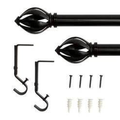 Decorative Drapery Single Rod Set With Acron Cage Finials Oil Rubbed Bronze - Lumi Home Furnishings -Home Decor Store GUEST b2c80ef7 24c0 4143 b984 3ceca9f1d229