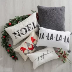 12"x20" Oversize Christmas Elves Applique Embroidered Lumbar Throw Pillow Ivory - Evergrace -Home Decor Store GUEST b2eb6f8b 3eb3 476e ad21 c11ca2106fcd