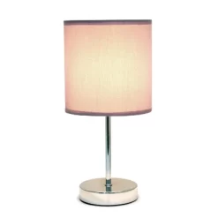11.81" Traditional Petite Metal Stick Bedside Table Desk Lamp In Chrome With Fabric Shade Purple - Creekwood Home 11 11.81" Traditional Petite Metal Stick Bedside Table Desk Lamp In Chrome With Fabric Shade Purple - Creekwood Home -Home Decor Store GUEST b3b96213 3b37 4133 913f dce6c5fffcfa