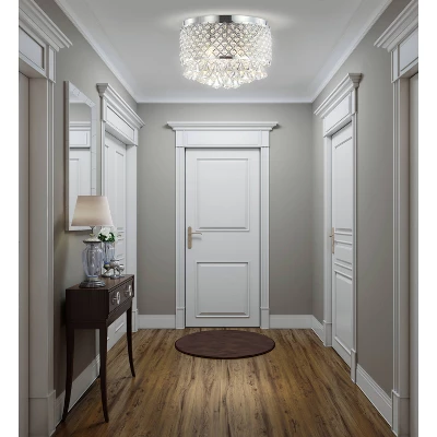 14.7" Crystal Drops/Metal Evelyn Flush Mount (Includes Energy Efficient Light Bulb) Chrome - JONATHAN Y 6 14.7" Crystal Drops/Metal Evelyn Flush Mount (Includes Energy Efficient Light Bulb) Chrome - JONATHAN Y - Image 4