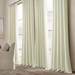Home Boutique Belgian Flax Prewashed Linen Rich Cotton Blend Window Curtain Panel Single Ivory 50x96