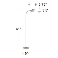 360 Lighting Modern Task Floor Lamp With USB Charging Port 61" Tall Satin Nickel Adjustable Gooseneck Arm For Living Room Reading -Home Decor Store GUEST b816dd9a 5ee9 41ca b5c7 d5cc39357a9e