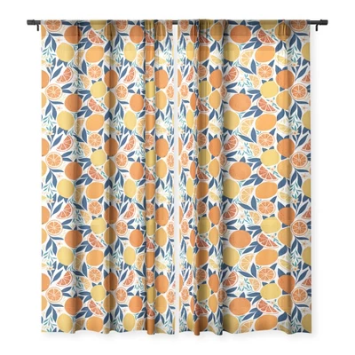 Avenie Citrus Fruits Blue Single Panel Sheer Window Curtain - Society6 4 Avenie Citrus Fruits Blue Single Panel Sheer Window Curtain - Society6 - Image 2