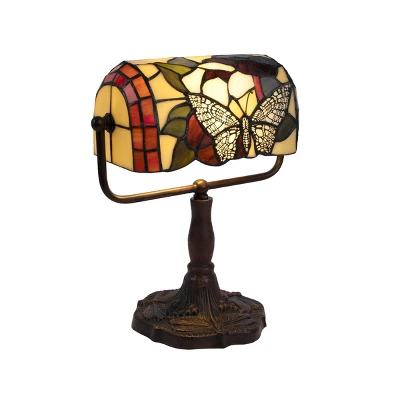 Tiffany Style Bankers Lamp With Butterfly Design (Includes LED Light Bulb) - Trademark Global 5 Tiffany Style Bankers Lamp With Butterfly Design (Includes LED Light Bulb) - Trademark Global - Image 3