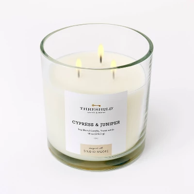 Clear Glass Cypress & Juniper Candle White - Threshold™ Designed With Studio McGee 4 Clear Glass Cypress & Juniper Candle White - Threshold™ Designed With Studio McGee - Image 2
