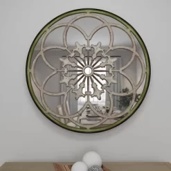 Wood Floral Medallion Wall Mirror White - Olivia & May -Home Decor Store GUEST c3269403 d7d4 4b37 800c 426ae569f5bd