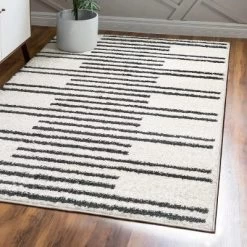 Petra Stripe Geometric Shag Area Rug - JONATHAN Y 25 Petra Stripe Geometric Shag Area Rug - JONATHAN Y -Home Decor Store GUEST c3d9d558 8306 4a1d bcc6 ec5df96d9cd3