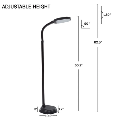 Adjustable Floor Lamp - Full Spectrum Natural Sunlight LED Lamp And Bendable Neck - Dimmable Light For Living Room And Bedroom By Lavish Home (Black) 3 Adjustable Floor Lamp - Full Spectrum Natural Sunlight LED Lamp And Bendable Neck - Dimmable Light For Living Room And Bedroom By Lavish Home (Black)