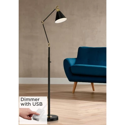 360 Lighting Modern Adjustable Floor Lamp With USB Charging Port 61" Tall Black Brass Living Room Reading 3 360 Lighting Modern Adjustable Floor Lamp With USB Charging Port 61" Tall Black Brass Living Room Reading