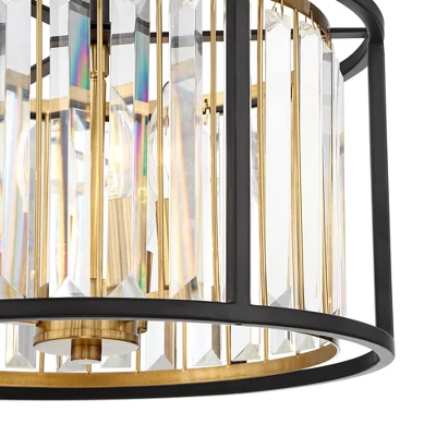 Possini Euro Design Milne Modern Ceiling Light Semi Flush Mount Fixture 14" Wide Bronze Brass 3-Light Clear Crystal For Bedroom Kitchen Living Room 4 Possini Euro Design Milne Modern Ceiling Light Semi Flush Mount Fixture 14" Wide Bronze Brass 3-Light Clear Crystal For Bedroom Kitchen Living Room - Image 2