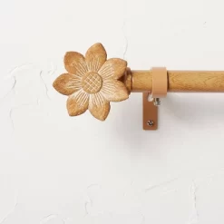 Flower Faux Wood Curtain Rod Natural Wood - Opalhouse™ Designed With Jungalow™ -Home Decor Store GUEST c5b5a613 8f9b 4e84 9eff 5ca6e3369a7b