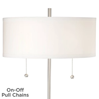 360 Lighting Nikola Modern Accent Table Lamps 23 3/4" High Set Of 2 Silver With USB And AC Power Outlet In Base White Drum Shade For Bedroom Home Desk 7 360 Lighting Nikola Modern Accent Table Lamps 23 3/4" High Set Of 2 Silver With USB And AC Power Outlet In Base White Drum Shade For Bedroom Home Desk - Image 5