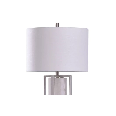 Abyaz Open Square Framed Marble Table Lamp With Drum Shade White - StyleCraft 3 Abyaz Open Square Framed Marble Table Lamp With Drum Shade White - StyleCraft