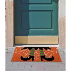 Juvale Halloween Coir Doormat, Spooky Witch Legs, PVC Anti-Slip (17 X 30 In)