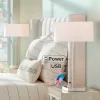 360 Lighting Andre 26 3/4" Tall Mid Century Modern Table Lamps Set Of 2 USB Port AC Power Outlet Silver Finish Metal White Shade Living Room Charging -Home Decor Store GUEST ce0be055 462b 43f0 88f3 2de450636a86