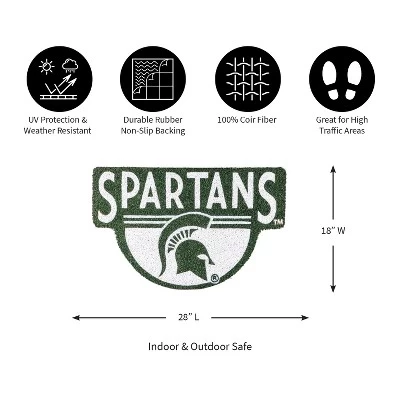 Evergreen Michigan State University Indoor Outdoor Natural Shaped Coir Doormat 1'6"x2'4" Multicolored 4 Evergreen Michigan State University Indoor Outdoor Natural Shaped Coir Doormat 1'6"x2'4" Multicolored - Image 2