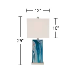 360 Lighting Connie Modern Table Lamps 25" High Set Of 2 Blue Faux Marble With USB Charging Ports LED White Shade For Bedroom Living Room House Desk 13 360 Lighting Connie Modern Table Lamps 25" High Set Of 2 Blue Faux Marble With USB Charging Ports LED White Shade For Bedroom Living Room House Desk -Home Decor Store GUEST d08add50 c60d 416a 8ee9 56db065cd09c