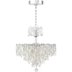 Vienna Full Spectrum Villette Chrome Chandelier 27 1/2" Wide Modern Cascade Crystal 6-Light LED Fixture For Dining Room Foyer Kitchen Island Entryway -Home Decor Store GUEST d14fcfbd 30c1 40c3 a053 139699901da9
