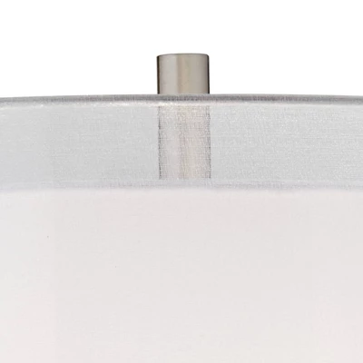 Possini Euro Design Roxie Modern Floor Lamp Standing 65 1/2" Tall Brushed Nickel Sheer Linen Double Drum Shade For Living Room Bedroom Office House 4 Possini Euro Design Roxie Modern Floor Lamp Standing 65 1/2" Tall Brushed Nickel Sheer Linen Double Drum Shade For Living Room Bedroom Office House - Image 2