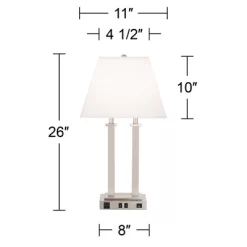 Possini Euro Design Amity Modern Table Lamp 26" High Brushed Nickel With USB And AC Power Outlet In Base White Linen Shade For Bedroom Bedside Desk 13 Possini Euro Design Amity Modern Table Lamp 26" High Brushed Nickel With USB And AC Power Outlet In Base White Linen Shade For Bedroom Bedside Desk -Home Decor Store GUEST d597278f bc77 4473 a7da 053f0dde81c2