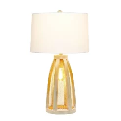 Wood Arch Farmhouse Table Lamp With Fabric Shade Natural - Lalia Home