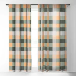 Miho Retro Color Illusion Single Panel Sheer Window Curtain - Deny Designs