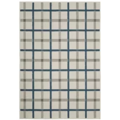Trinity Textured Plaid Patio Area Rug Beige/Blue - Captiv8e Designs -Home Decor Store GUEST e15c5769 86f5 4fb8 8d17 01db2d22c682