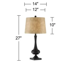 Franklin Iron Works Ross Rustic Farmhouse Table Lamps 27" Tall Set Of 2 Bronze With USB Charging Port Faux Leather Drum Shade For Living Room Desk -Home Decor Store GUEST e3a75b3a 7292 4e9a b668 e2fab802ce9d
