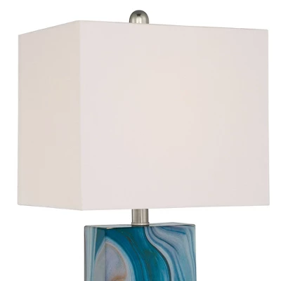 360 Lighting Connie Modern Table Lamps 25" High Set Of 2 Blue Faux Marble With USB Charging Ports LED White Shade For Bedroom Living Room House Desk 8 360 Lighting Connie Modern Table Lamps 25" High Set Of 2 Blue Faux Marble With USB Charging Ports LED White Shade For Bedroom Living Room House Desk - Image 6