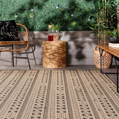 Devon Geometric Striped Indoor And Outdoor Area Rug - NuLOOM 9 Devon Geometric Striped Indoor And Outdoor Area Rug - NuLOOM - Image 7