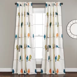 Home Boutique Rowley Birds Light Filtering Window Curtain Multi Set 52x84+2