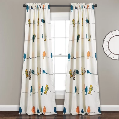 Home Boutique Rowley Birds Light Filtering Window Curtain Multi Set 52x84+2 3 Home Boutique Rowley Birds Light Filtering Window Curtain Multi Set 52x84+2