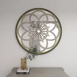 Wood Floral Medallion Wall Mirror White - Olivia & May -Home Decor Store GUEST ebc00851 34cf 412a 954e 7f96e2e62d40