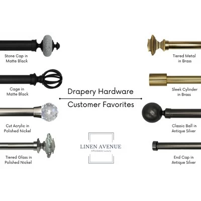 Linen Avenue Grey Stone Single And Double Window Curtain Rod Set 3 Linen Avenue Grey Stone Single And Double Window Curtain Rod Set