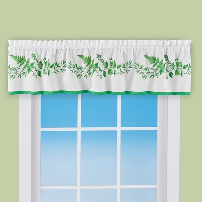 Collections Etc Tropical Botanical Leaves Rod Pocket Top Window Valance 3 Collections Etc Tropical Botanical Leaves Rod Pocket Top Window Valance