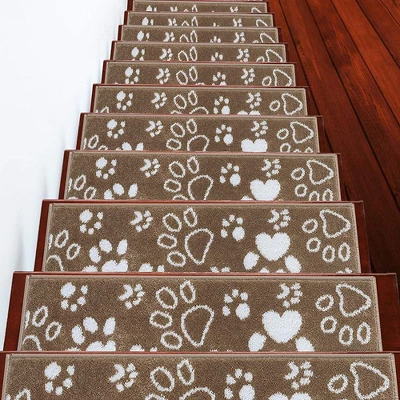Sussexhome Paw Collection Non-Slip Carpet Stair Treads For Wooden Steps, 9" X 28" , Pack Of 4/7/10/13/15 3 Sussexhome Paw Collection Non-Slip Carpet Stair Treads For Wooden Steps, 9" X 28" , Pack Of 4/7/10/13/15