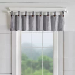 Tucker Ticking Stripe Button Tab Top Window Kitchen Valance - Elrene Home Fashions -Home Decor Store GUEST f2e1765c 1e79 46e6 ad5a dc7e2ec846b8