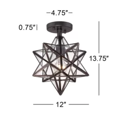 Franklin Iron Works Cuthbert Modern Farmhouse Ceiling Light Semi Flush Mount Fixture 11" Wide Black Iron Moravian Star Clear Glass Panels For Bedroom 12 Franklin Iron Works Cuthbert Modern Farmhouse Ceiling Light Semi Flush Mount Fixture 11" Wide Black Iron Moravian Star Clear Glass Panels For Bedroom -Home Decor Store GUEST f5084810 ce88 47d1 b59b 78b4a5b528f3