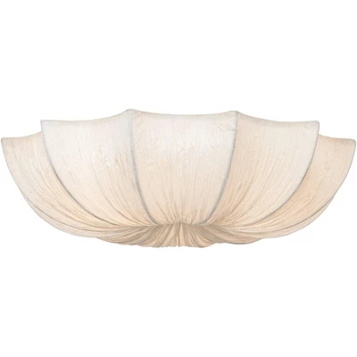 Possini Euro Design Planetarium Modern Ceiling Light Flush Mount Fixture 21" Wide Chrome 3-Light Ivory Fabric Scalloped Bowl For Bedroom Living Room 8 Possini Euro Design Planetarium Modern Ceiling Light Flush Mount Fixture 21" Wide Chrome 3-Light Ivory Fabric Scalloped Bowl For Bedroom Living Room - Image 6