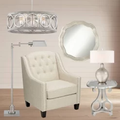 Franklin Iron Works Salima Brushed Nickel Gray Pendant Chandelier 21 1/4" Wide Farmhouse Rustic LED 5-Light Fixture For Dining Room Kitchen Island -Home Decor Store GUEST f6c9d15d 021d 4a1e 8572 655819e1ba75