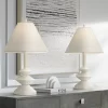 360 Lighting Modern Table Lamps 24 1/2" High Set Of 2 White Sculpture Fabric Cone Shade For Bedroom Living Room House Home Bedside Nightstand Office