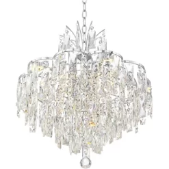 Vienna Full Spectrum Villette Chrome Chandelier 27 1/2" Wide Modern Cascade Crystal 6-Light LED Fixture For Dining Room Foyer Kitchen Island Entryway -Home Decor Store GUEST f9c2b228 f174 4186 96b9 5b4812e93de2