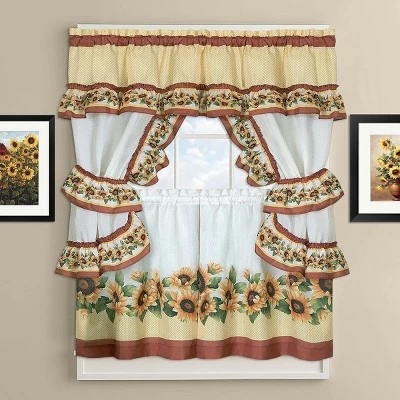 GoodGram Chevron Sunflower Complete Cottage Kitchen Curtain Set 3 GoodGram Chevron Sunflower Complete Cottage Kitchen Curtain Set