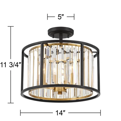 Possini Euro Design Milne Modern Ceiling Light Semi Flush Mount Fixture 14" Wide Bronze Brass 3-Light Clear Crystal For Bedroom Kitchen Living Room 7 Possini Euro Design Milne Modern Ceiling Light Semi Flush Mount Fixture 14" Wide Bronze Brass 3-Light Clear Crystal For Bedroom Kitchen Living Room - Image 5